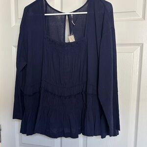 Free People Deep Blue Blouse-NWT